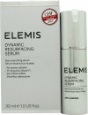 Silver pump bottle of Elemis Dynamic Resurfacing Super-C Serum, 50ml, with a white box featuring red and black text, highlighting key benefits and product details.