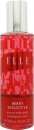 Bright red bottle of Elle Berry Seductive Fragrance Mist, 250ml, featuring a sleek silver cap and elegant branding in white text on a patterned background.