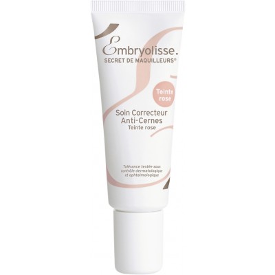 Embryolisse Concealer Correcting Care in a pink 8 ml tube features a sleek design with a white cap and elegant branding, ideal for brightening and correcting under-eye areas.