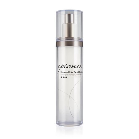 Clear plastic pump bottle with a silver cap, labeled "Epionce Renewal Facial Lotion" for normal to combination skin, containing 50ml of product.