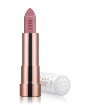 Caring Shine Lipstick in shade 202-My Mind, featuring a creamy, soft pink color in a sleek rose gold and white tube with a vegan collagen formula.