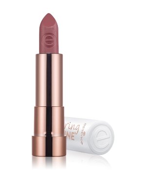 Caring Shine Lipstick in shade 204-My Way, featuring a creamy mauve color, housed in a sleek rose gold and white tube with a logo embossed on the bullet.