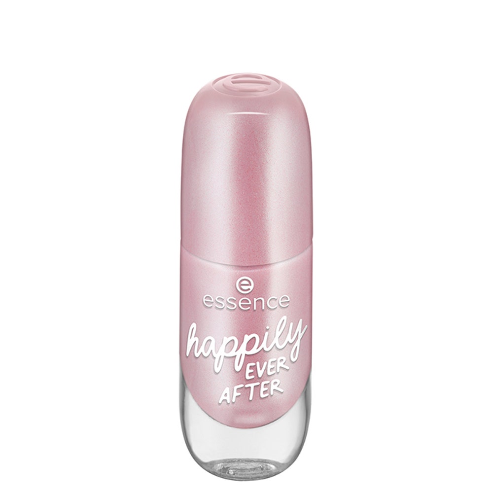 Light pink nail gel polish in an 8ml bottle, featuring a glossy finish and the text "happily ever after" on the front, with a rounded cap and a clear base.