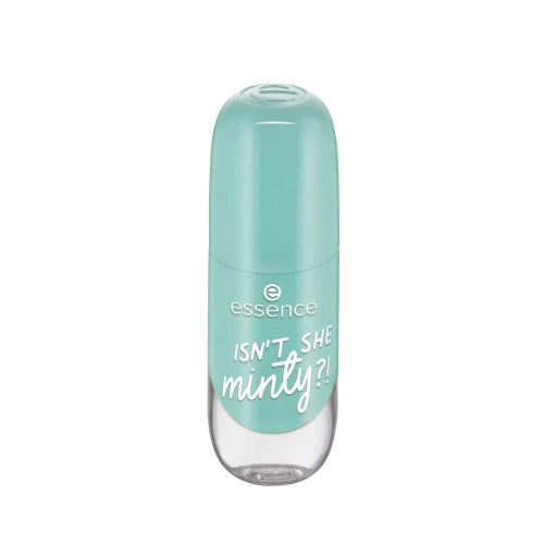 Mint green nail polish bottle with a rounded cap, featuring the text "ISN'T SHE MINTY?!" in white, showcasing a glossy finish and 8ml capacity.