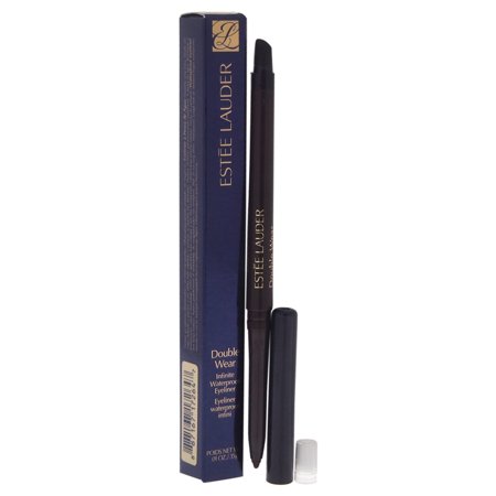 Estee Lauder Double Wear Infinite Waterproof Eyeliner in Espresso, featuring a sleek black pencil design and a navy blue box with gold lettering.