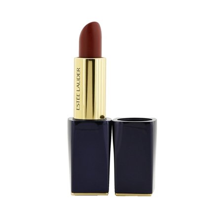 Estee Lauder Pure Color Envy Matte Sculpting Lipstick in shade #571 Independent, featuring a deep burgundy bullet in a sleek navy and gold casing.