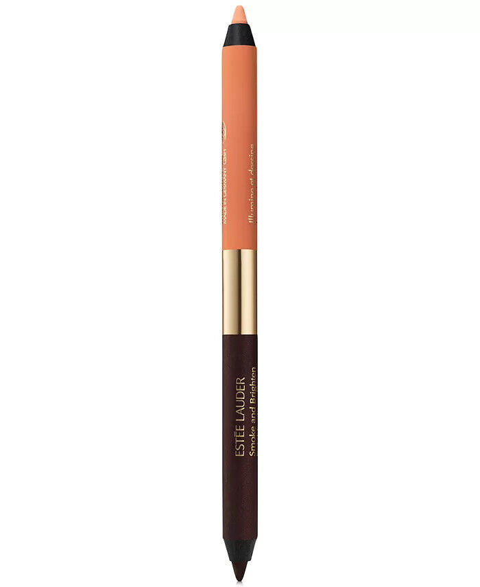 Estee Lauder Smoke & Brighten Kajal Eyeliner Duo featuring a dual-ended pencil with a Bordeaux dark shade and an Ivory light shade, accented with gold detailing.