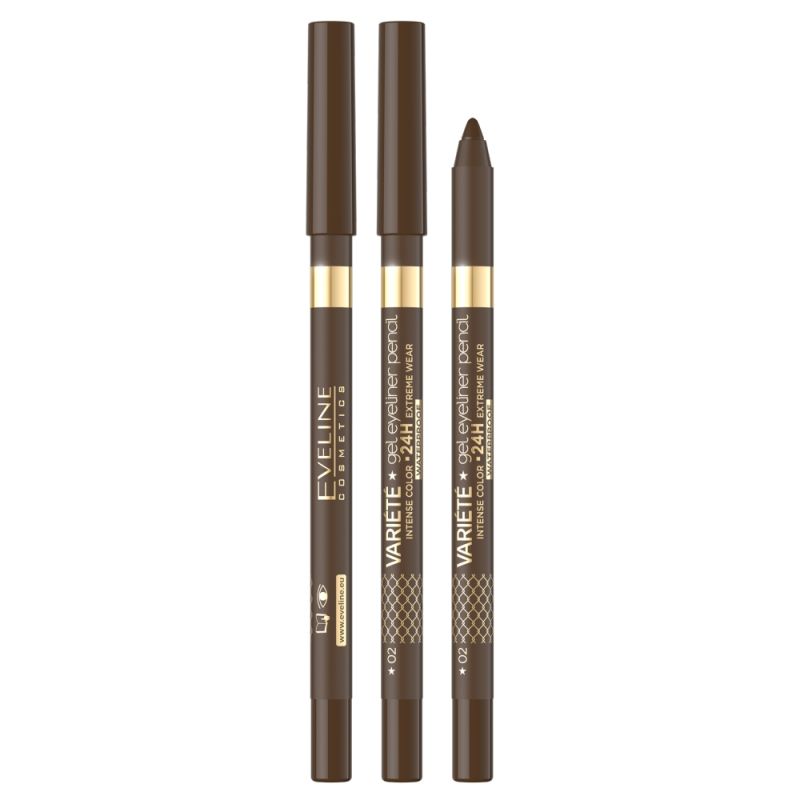 Eveline Variete Gel Eyeliner Pencil 24h Waterproof 02 Brown - image 2