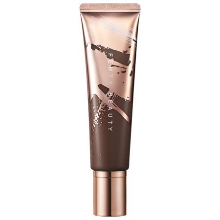 Fenty Beauty Body Sauce in shade 07 Chocolate Reign, a 95ml luminising tint in a sleek brown tube with metallic accents and a modern design.
