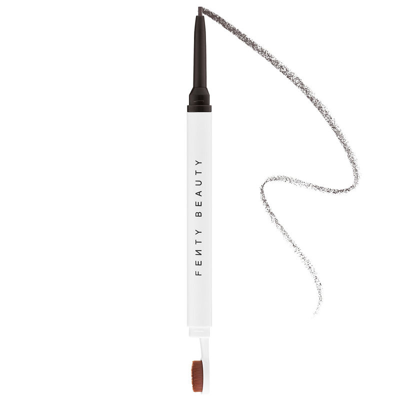 Fenty Beauty Brow MVP Ultra Fine Brow Pencil & Styler in a sleek white casing with a fine tip for precise application and a built-in spoolie brush for styling.