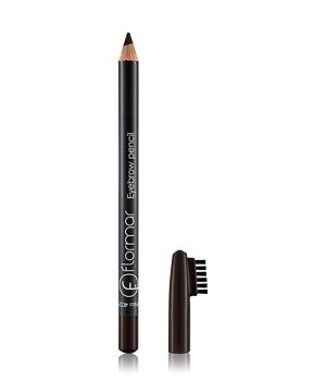 Flormar Eyebrow Pencil 402 features a dark brown pencil with a wooden finish and a retractable brush on the cap for blending and shaping eyebrows.