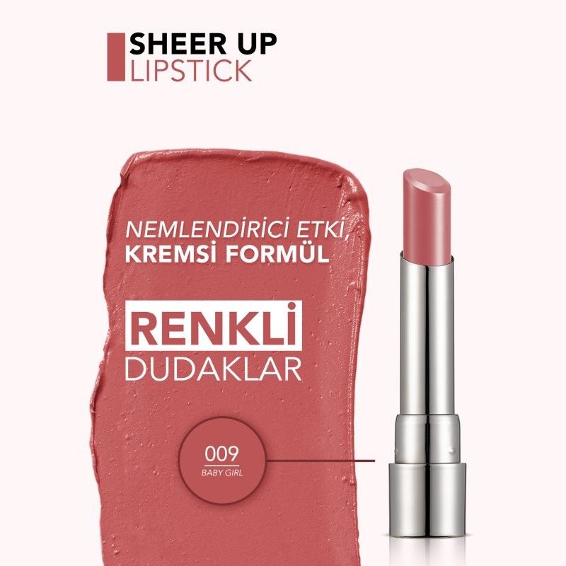 Flormar Sheer Up Lipstick 09 Baby Girl - image 3