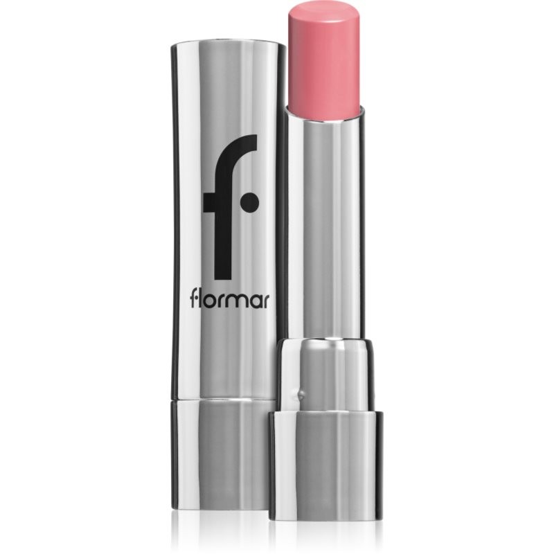 Flormar Sheer Up Lipstick in shade 009 - Baby Girl, featuring a glossy pink bullet housed in a sleek silver tube with the Flormar logo prominently displayed.
