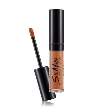 Flormar Silk Matte Lipstick in shade 12 Terracotta features a sleek black tube with a glossy finish and a soft applicator wand, showcasing a warm, earthy terracotta color.