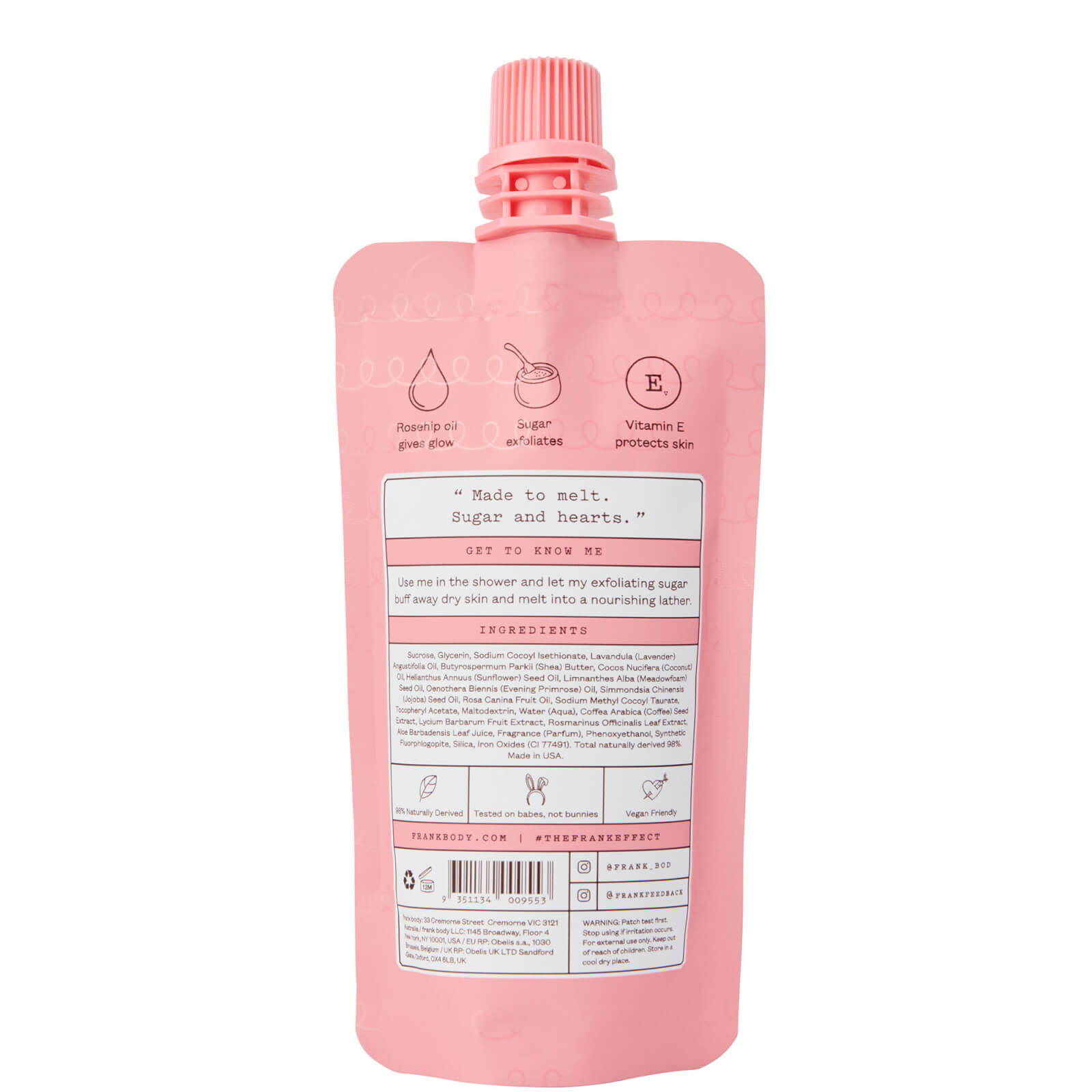 Frank Body Rosehip Body Scrub + Cleanser 100g - image 2