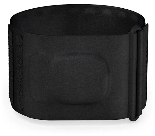 Black Garmin Index Sleep Monitor in small/medium size, made of flexible material with adjustable straps and a smooth surface for comfort during sleep tracking.