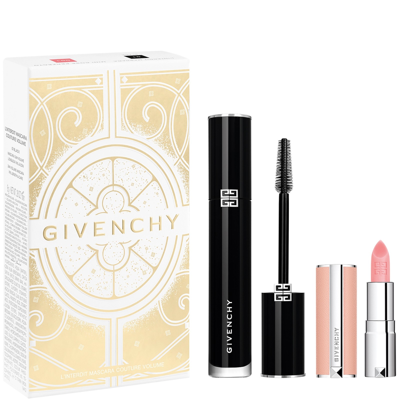 Givenchy Givenchy L'Interdit Mascara Gift Set: Mascara 8g - 01 Black + Mini Rose Perfecto Lip Balm 1.5g - 001