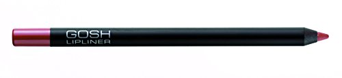 GOSH Velvet Touch Lipliner in Waterproof 02 Antique Rose, featuring a sleek black pencil design with a pointed tip and silver branding.