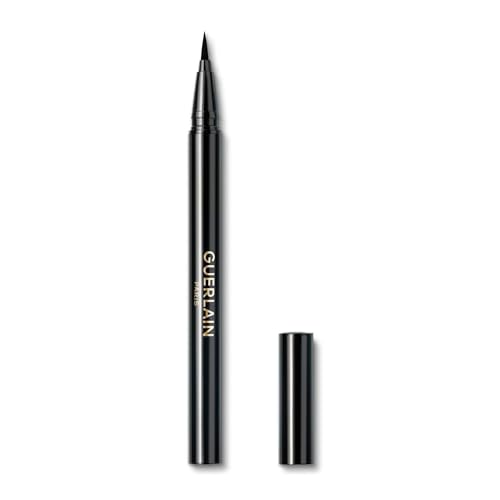 Guerlain Noir G Graphic Liner features a sleek black pen design with a fine tip for precise application, showcasing the brand name in elegant gold lettering.