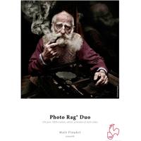 Hahnemühle Photo Rag Duo A3 paper pack with 20 sheets, featuring a textured surface, ideal for fine art prints, showcasing a rich, white color and high-quality cotton material.