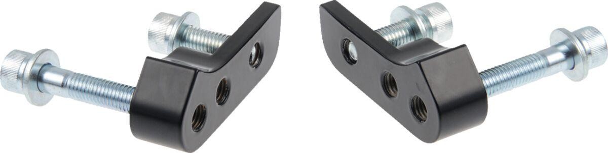Cult Werk HD-SPO057 lowering kit for Harley Davidson XL 1200 C, featuring two black metal brackets with silver bolts, designed to lower the rear by -35mm.