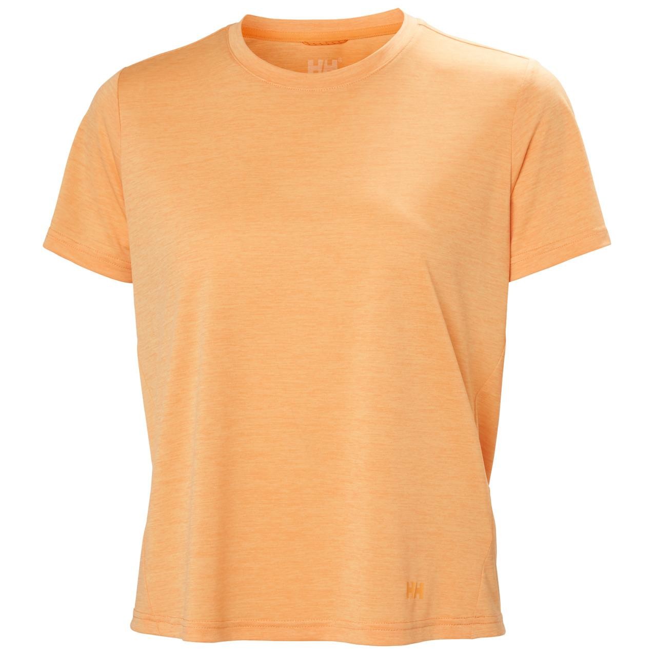 Short-sleeve women's jersey in a soft orange hue, featuring a relaxed fit and the Helly Hansen logo subtly displayed on the front.