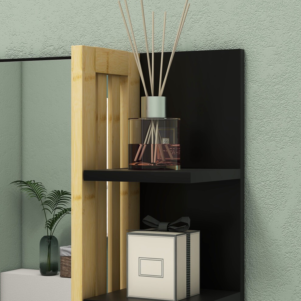 HOMCOM 4 Shelf Black Mirror Wall Mount Vanity Mirror - image 2
