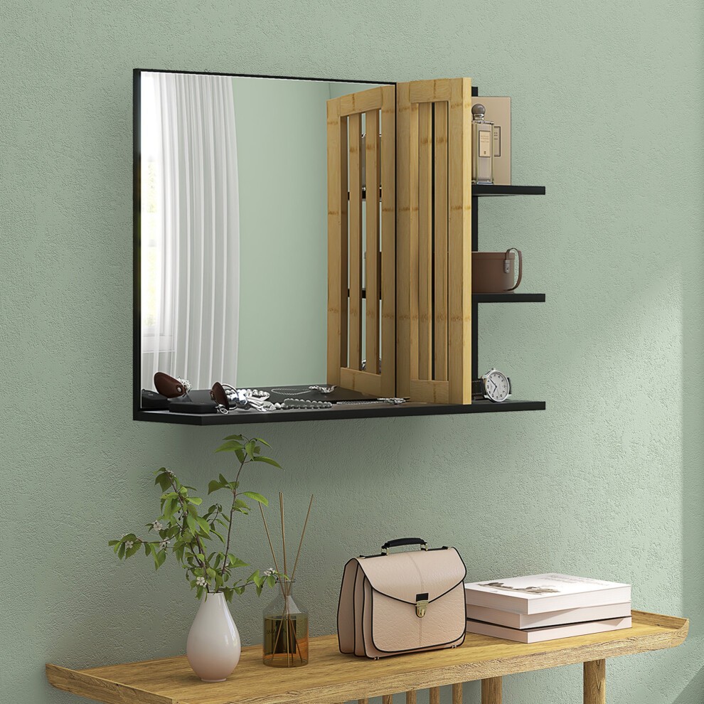 HOMCOM 4 Shelf Black Mirror Wall Mount Vanity Mirror - image 4