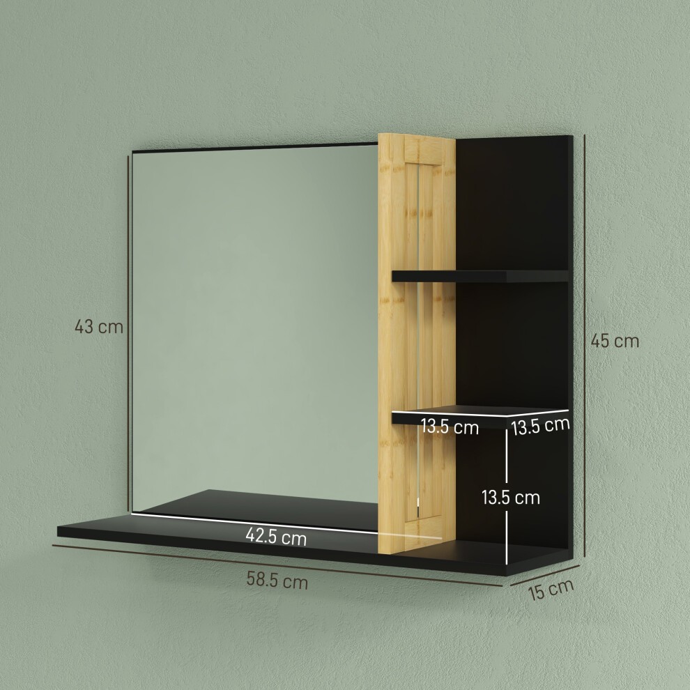HOMCOM 4 Shelf Black Mirror Wall Mount Vanity Mirror - image 5
