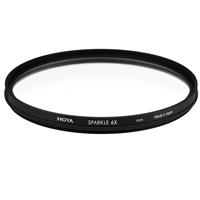 Circular black filter with "Hoya Sparkle 6x" printed on the side, designed for 67mm lenses, featuring a clear glass surface for enhancing light effects in photography.