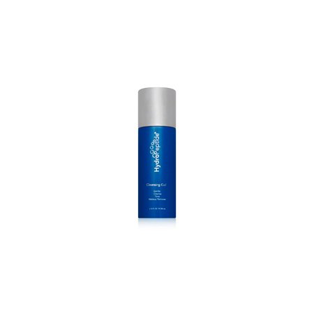 HydroPeptide Cleansing Gel in a sleek blue bottle with a silver cap, labeled as a 200ml cleanser, toner, and make-up remover, featuring anti-wrinkle benefits.