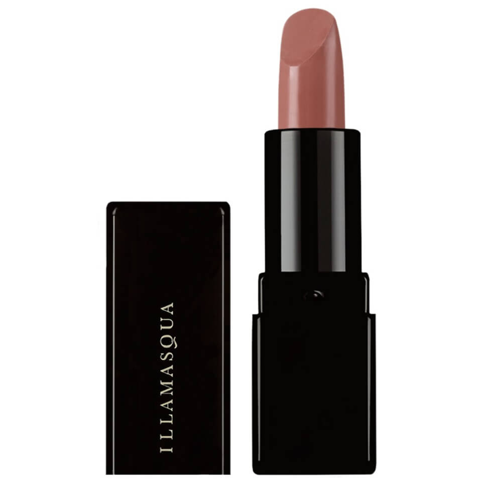 Debenhams Women's Antimatter Lipstick in Bang features a creamy, nude pink bullet in a sleek black case with gold lettering.