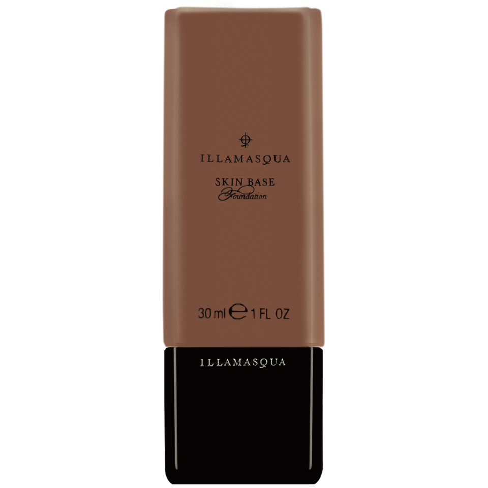 Illamasqua Skin Base Foundation in shade 17, featuring a sleek brown bottle with a black cap, labeled with brand and product details, 30 ml size.