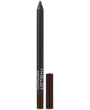 Brown kohl pencil with a sleek black body, labeled "INGLOT Kohl Pencil 03," featuring a removable cap and a smooth, creamy texture for easy application.