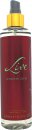 Red cylindrical bottle with a gold spray nozzle, featuring elegant "Live" branding in gold script, designed for Jennifer Lopez's women's fragrance mist, 8 oz.