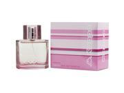 Clear glass bottle with a silver cap, containing a light pink fragrance, next to a pink and white striped box labeled "Kappa Moda Woman - 100ml Eau De Toilette Spray."