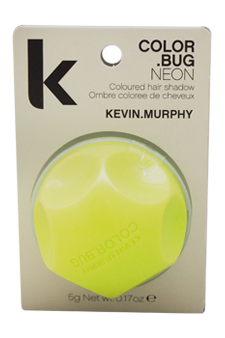 Bright neon yellow 5g hair color in a hexagonal container, packaged on a card with the brand name "Kevin.Murphy" and product title "Color Bug Neon."