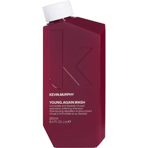 Deep burgundy bottle with a geometric shape, featuring a white "K" logo and "Kevin.Murphy" text, containing 250ml of restorative shampoo for dry, brittle hair.