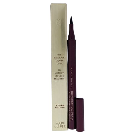 Black liquid eyeliner in a sleek, dark burgundy tube with a precision tip, accompanied by a gold and burgundy box featuring the Kevyn Aucoin logo.