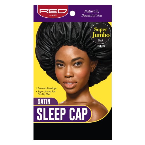 Kiss Kiss - Red Satin Sleep Cap (black Super Jumbo)