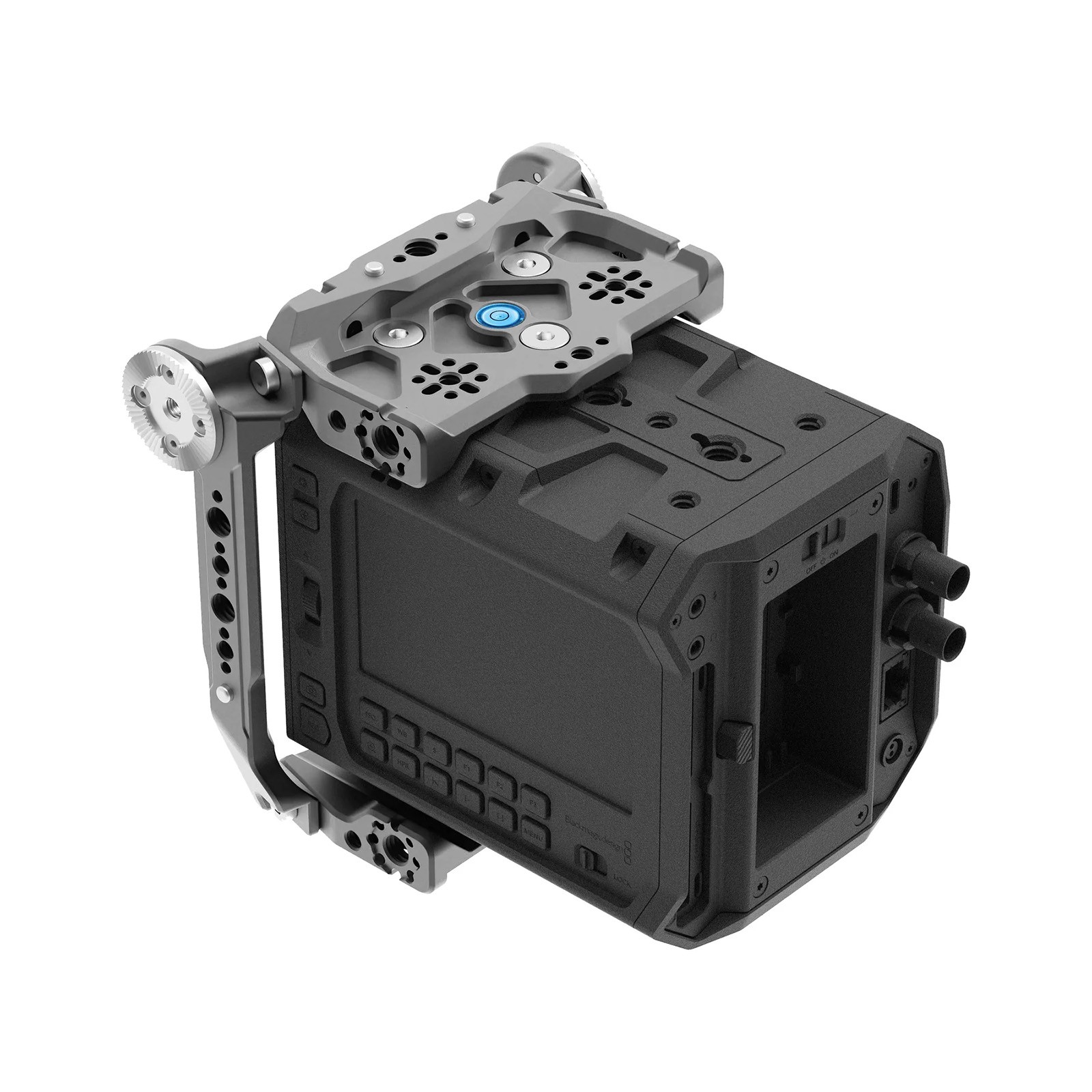 Kondor Blue PYXIS CAGE SYSTEM - C KIT features a robust black aluminum frame with multiple mounting points, a top handle, and integrated cable management ports.