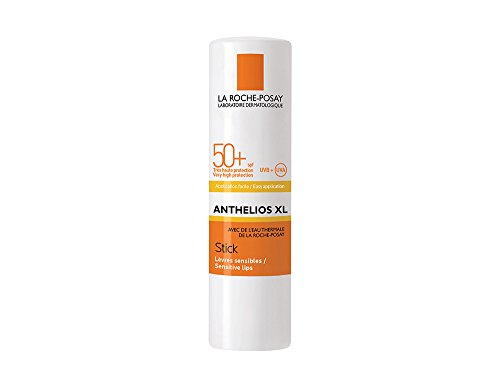 La Roche-Posay Anthelios Suncare Stick SPF 50+ in a white cylindrical container with an orange label, designed for face and body protection against UV rays.