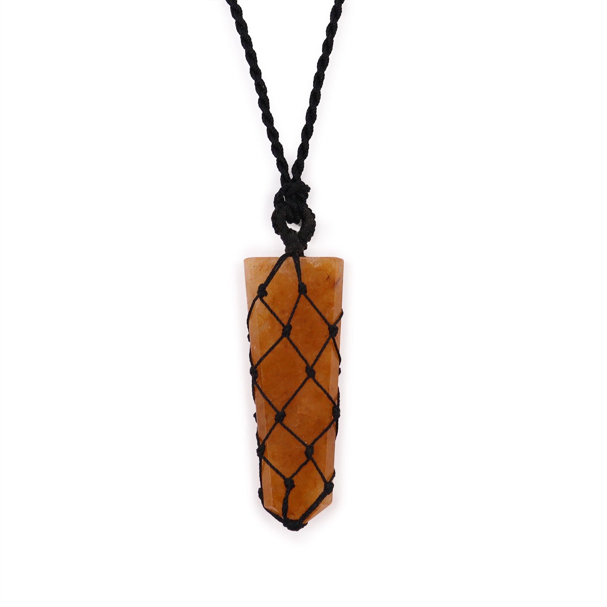 AW-Dropship Laced Gemstone Flat Point Pendant - Golden Quartz