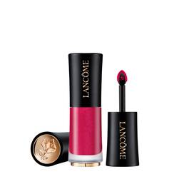 Bright pink liquid lipstick in a sleek black tube with gold accents, featuring a pointed applicator for precise application.