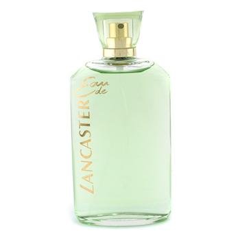 Green glass bottle of Lancaster Women's Perfume EDT, featuring a gold spray nozzle and elegant lettering, with a classic, rounded shape.