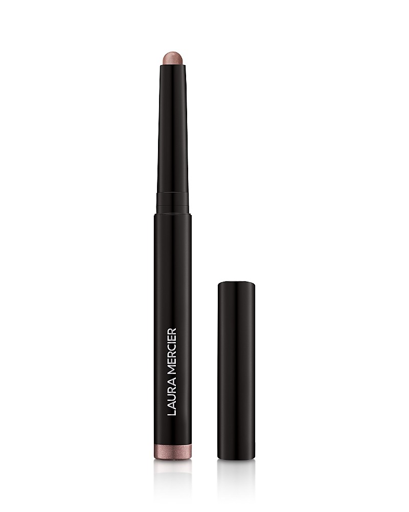 Laura Mercier Caviar Stick Eye Shadow in Shimmer & RoseGlow, featuring a sleek black casing and a shimmering rose-gold tip, 1.64g, ideal for easy application.