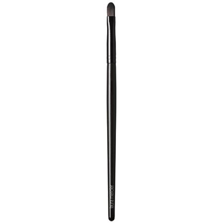 Black, tapered brush with a sleek handle, designed for precise application of concealer and camouflage makeup, featuring soft bristles for smooth blending.