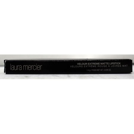 Laura Mercier Velour Extreme Matte Lipstick in a sleek black packaging, featuring elegant white text, highlighting the shade "Pink" and matte finish.