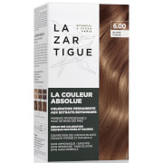 Lazartigue the Absolute Color Permanent Hair Dye in shade 6.00 Dark Blonde, 143 ml, features a sleek box design with natural extracts highlighted and a glossy hair swatch.