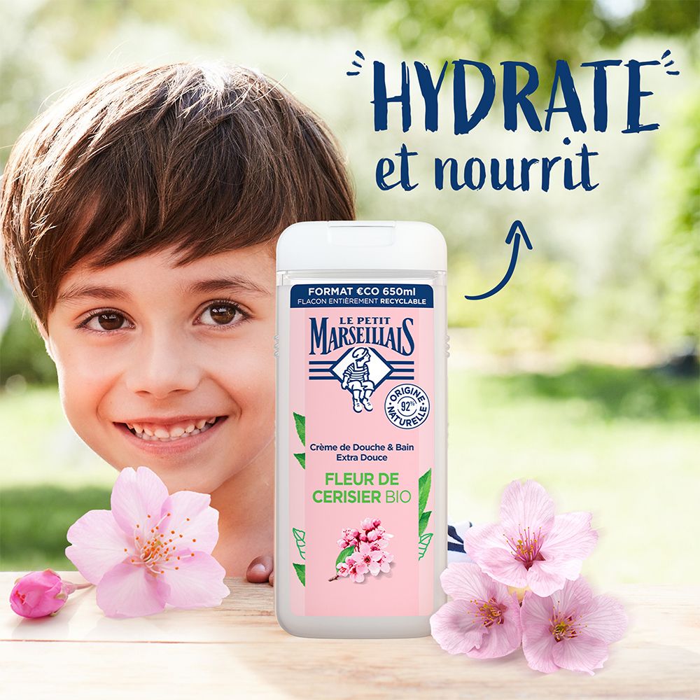 Le Petit Marseillais Extra Gentle Shower Cream With Organic Cherry Blossom 650ml - image 2